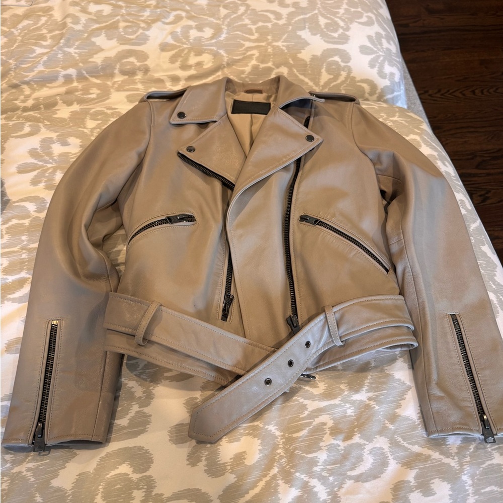 All Saints Gray Leather Jacket